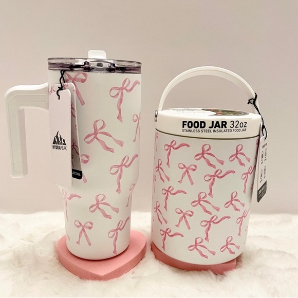 hydrapeak Other - HYDRAPEAK Pink Bow Stainless Steel 25oz Tumbler and 32oz Food Jar Set 🎀🎀